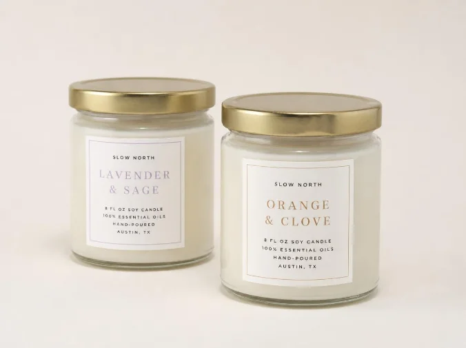 Farmers market jars and maker products with custom labels